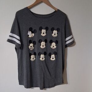 Disney Gray Mickey Mouse Expressions Womens Tee
